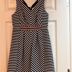 Maeve Black and White Striped Mini Dress